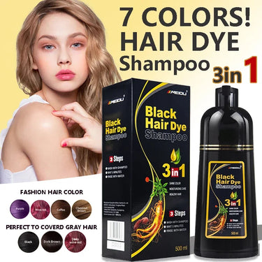 Hair Dye Shampoo 3in1 Darkening Hairs Instant Gray To Black